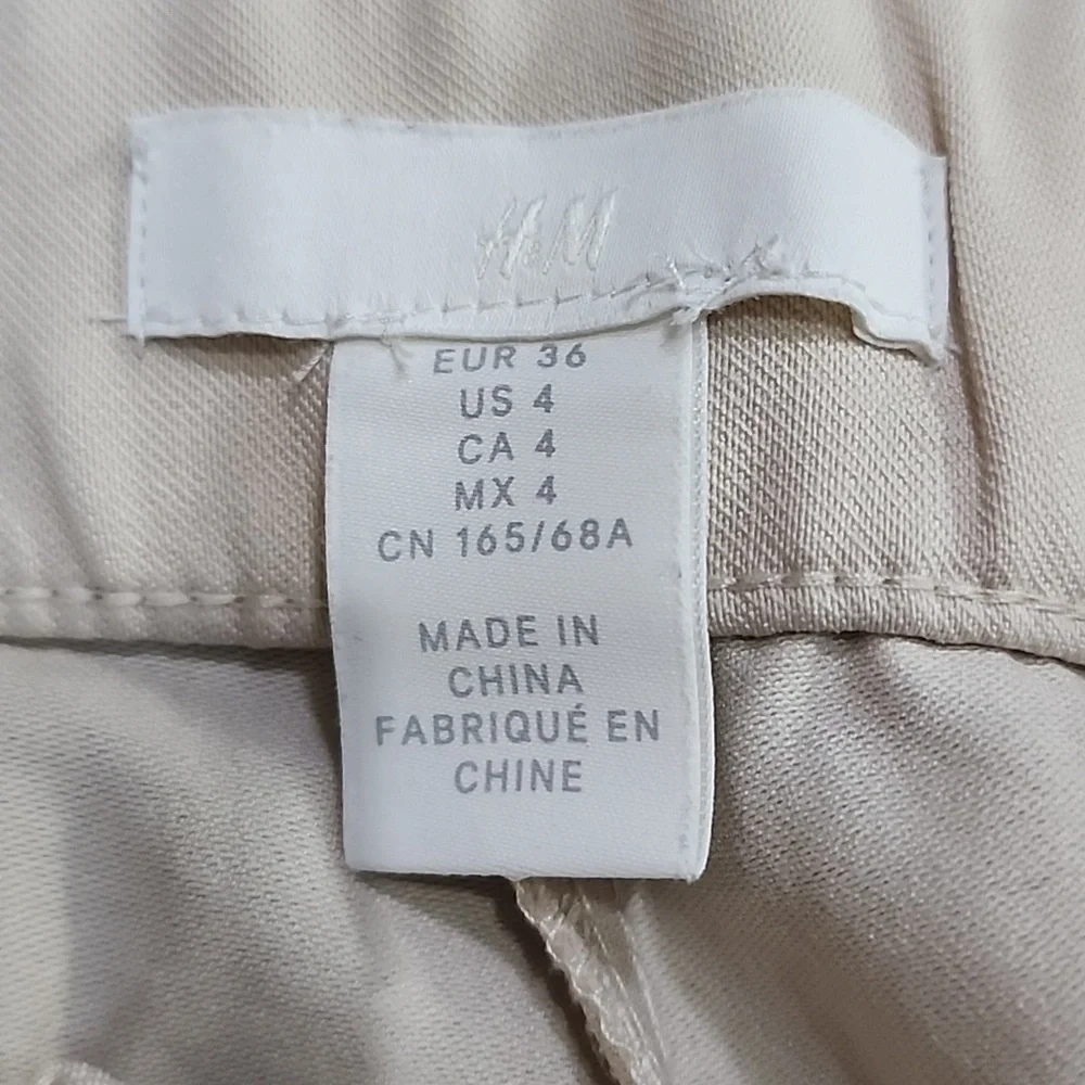 H&M wide leg linen blend pants slit at hem size 4